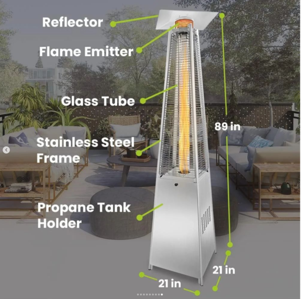 Pyramid Glass Tube Patio Heater - Image 3