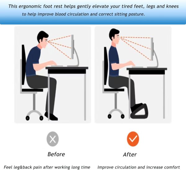 Ergonomic Foot Rest for Under Desk - 6 Heights Adjustable with Massage Roller - Image 5